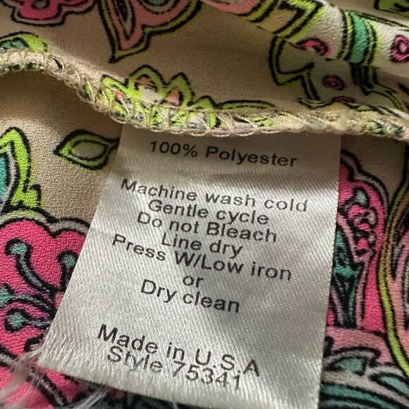 Uncle Frank dress sz XL multicolored bright flared sleeve deep back V floral - Picture 7 of 7